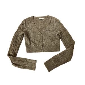 American Eagle Small Gray Wool Cropped Sweater Long Sleeve